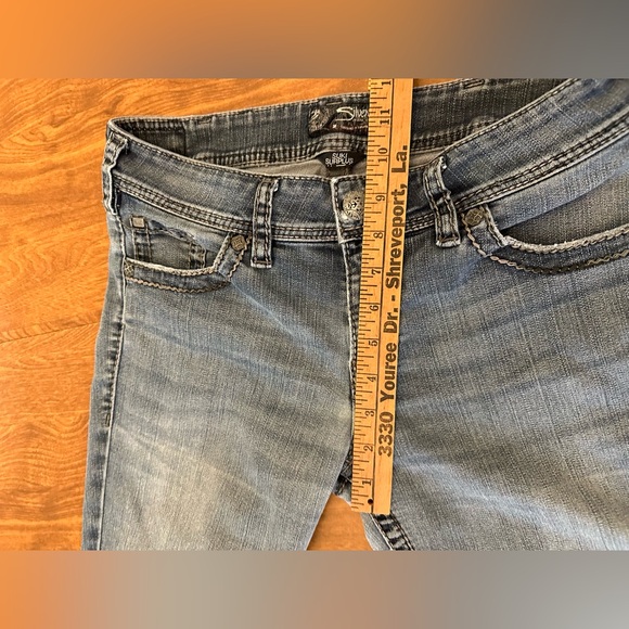 Silver Jeans Capris Womens 30 Blue Suki Surplus Capri Whiskered Heavy Stitching - Picture 9 of 11